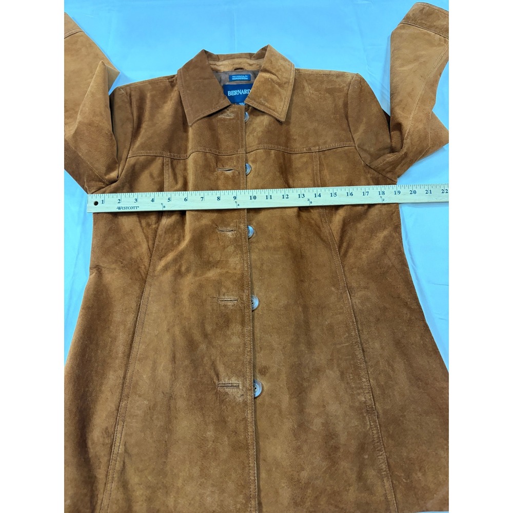 Bernardo Nordstrom Cognac Brown Suede Leather Button Front Jacket Womens M VTG - Picture 5 of 10